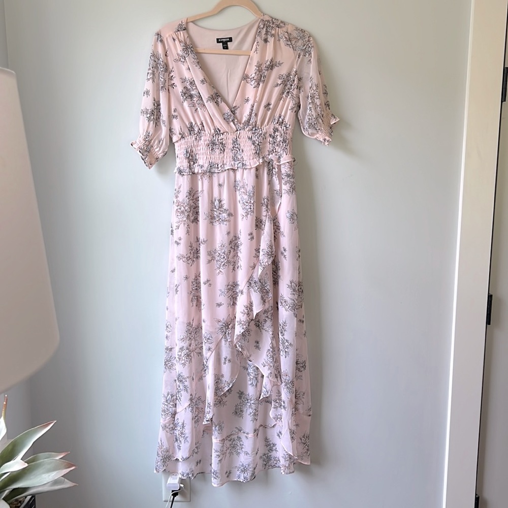 Express High Low Pink Floral Dress